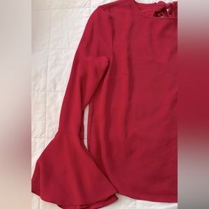 Bell sleeve blouse with back of neck tie